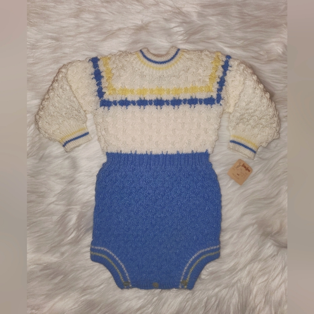 Nieman Marcus Knitted Baby Boy Romper Bodysuit 6-12 Mos